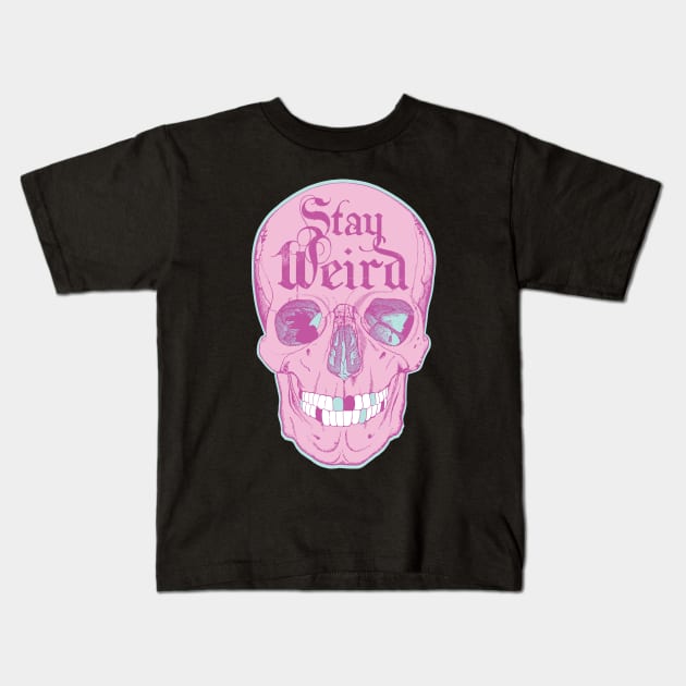 Stay Weird Pastel Goth Skull Kids T-Shirt by August Design